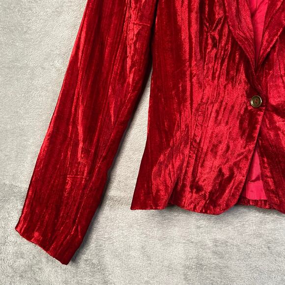Vintage Y2k Velvet Blazer Jacket Small Indie Grunge Whimsigoth Party Holiday - Picture 9 of 15
